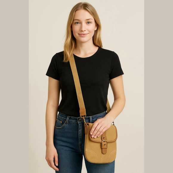 Vintage Coach Soho Suede Crossbody Bag Tan Brown 9 Inch - Picture 1 of 11